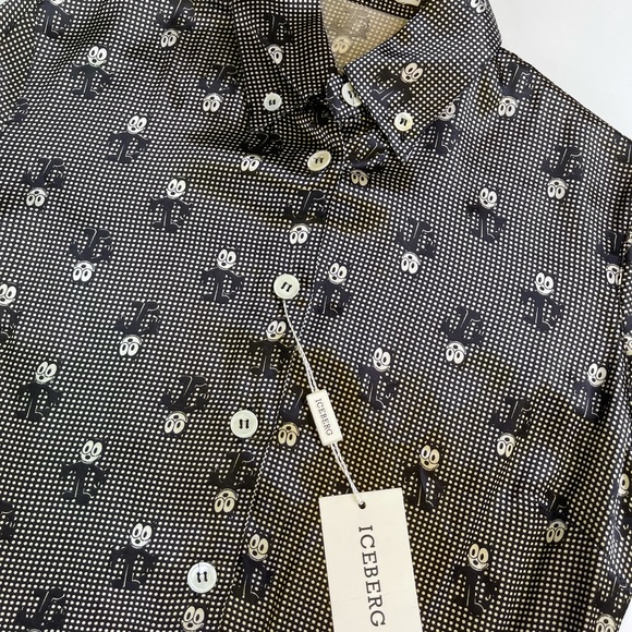 NWT Iceberg Felix Cat Button-Up Silk Blouse Top 42 - Picture 4 of 12